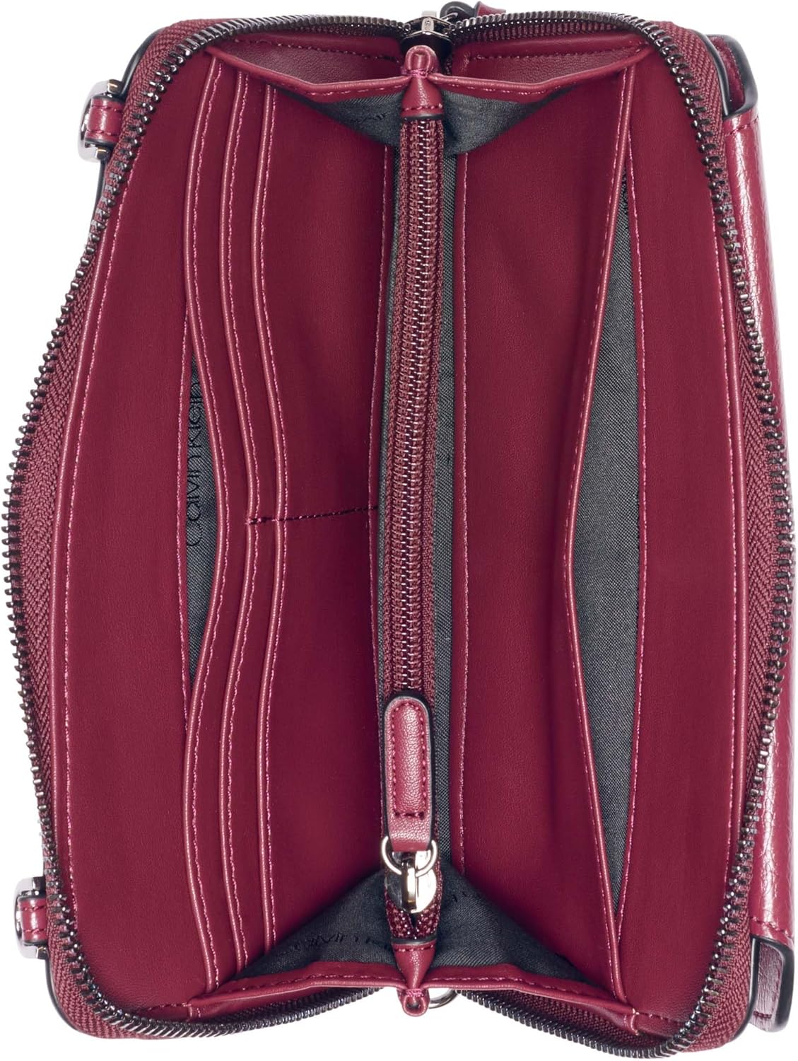 Calvin Klein Women's Basalt Crossbody Bag – With Removable Purse Strap, Vegan Leather, 8 Pockets