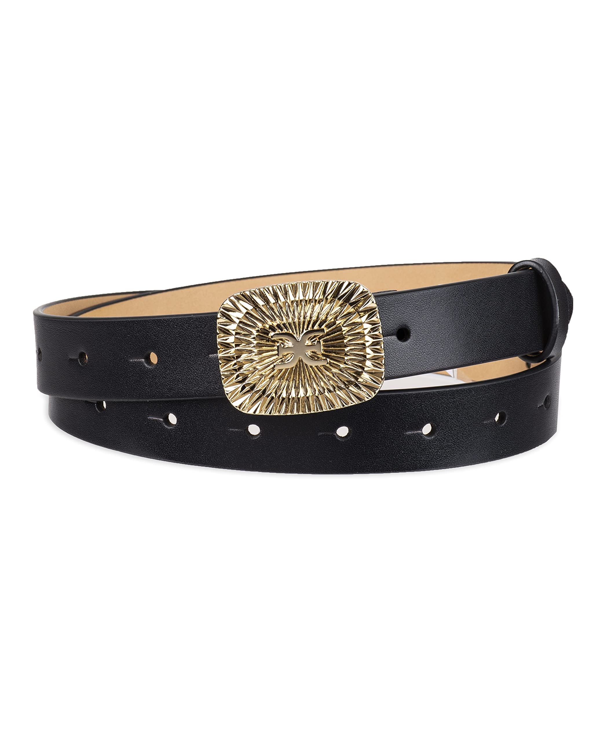 Sam EdelmanWomen's Fully Adjustable Fashion Plaque Buckle Leather Belt for Jeans, Trousers and Dresses
