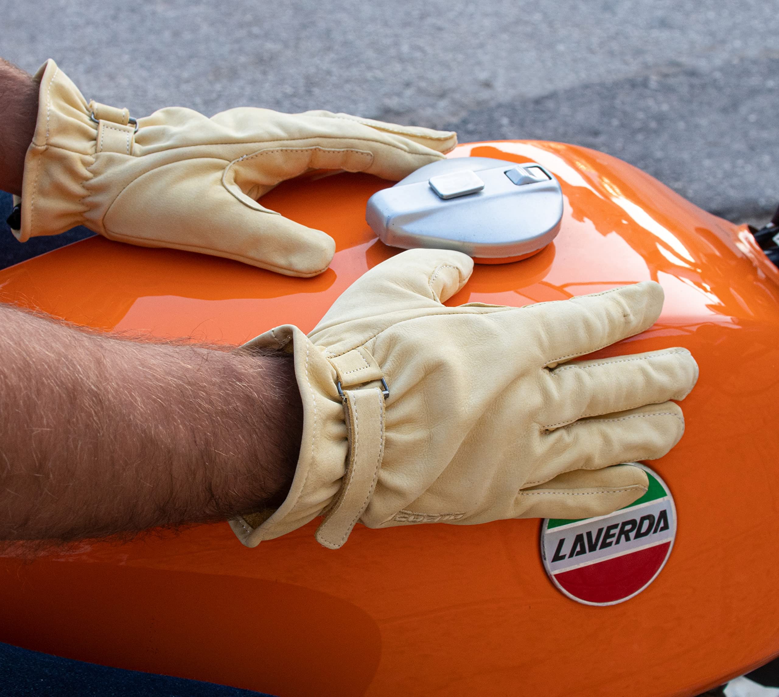 LAPS Evo | Gants de Moto d'été pour Homme – Gants de Moto en Cuir avec Protections – Accessoires de Moto – Gants