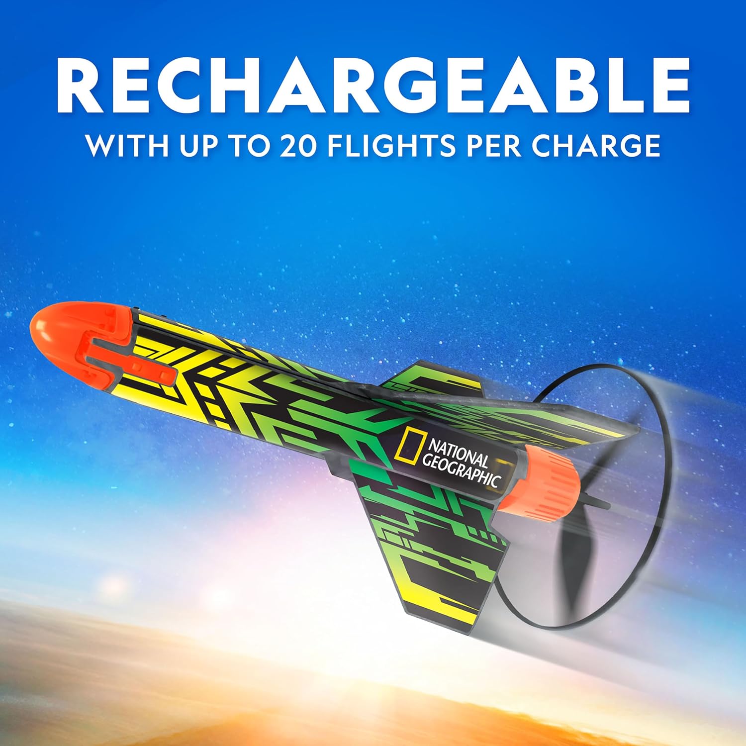 National Geographic Rocket Launcher Science Kit - Motorized Air Rocket Toy with Patented Design, Launch up to 200 Feet, Outdoor Kids Toys & Model Rockets, Gifts for Kids Ages 8-12, Space Toys
