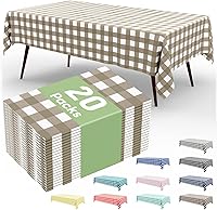 Vista 135 de Smiry Paquete de 10 Manteles Desechables de Cuadros Vichy Azules - 54" x 108" Mantel de Plástico de Servicio Pesado, Cubiertas de Mesa Impermeables