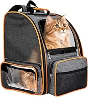 Discala Cat Backpack Carrier for Small Medium Pets up to 20lbs - Ventilated Mesh, Padded Comfort, Travel Hiking Grey Backpack