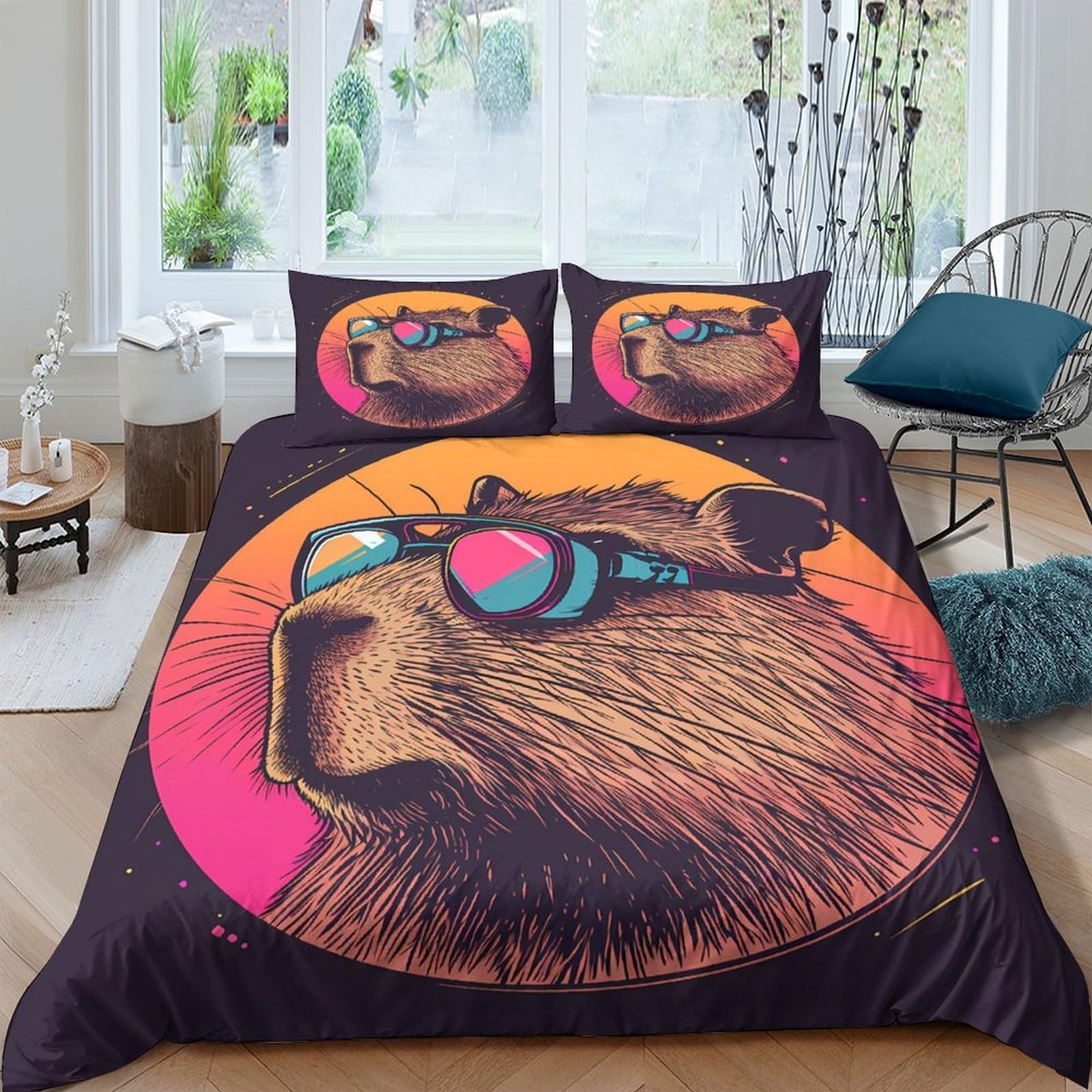 Ctjqhvkz Style-3 3D Printed Cool Bear Fitted Sheet Microfiber Soft Artistic Sunglasses Mattress Cover For Bedroom Dorm Decor Single（135X200cm）