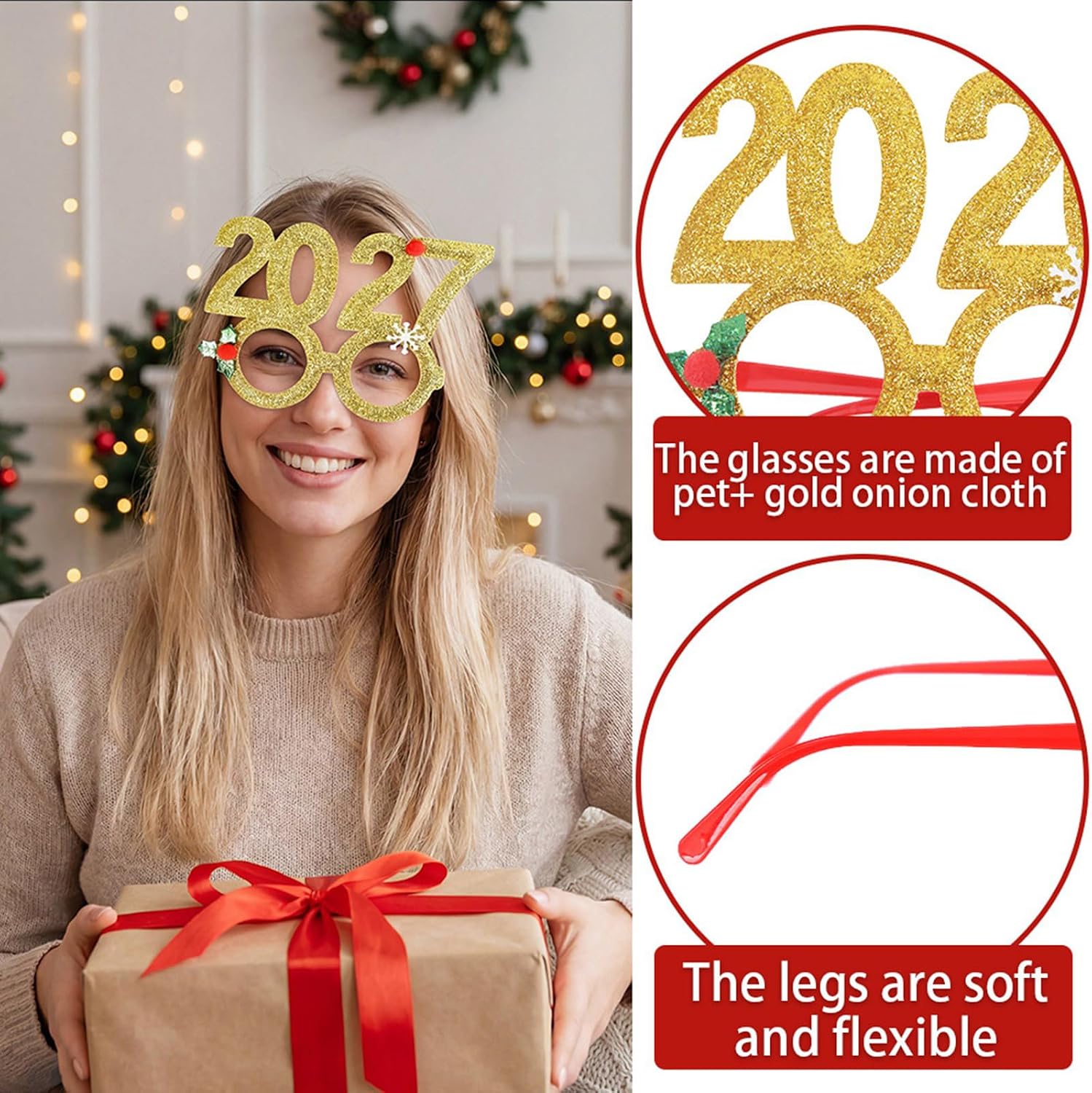 Christmas Headband Glasses Set Holiday Party Photo Prop image 5