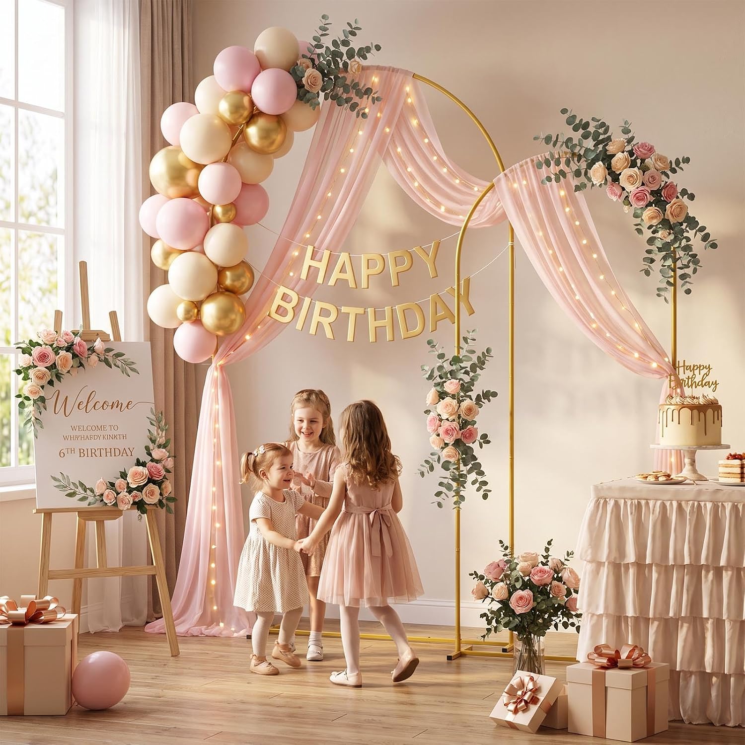 Gold Wedding Arch Stand, Arch Backdrop Stand Set of 2
