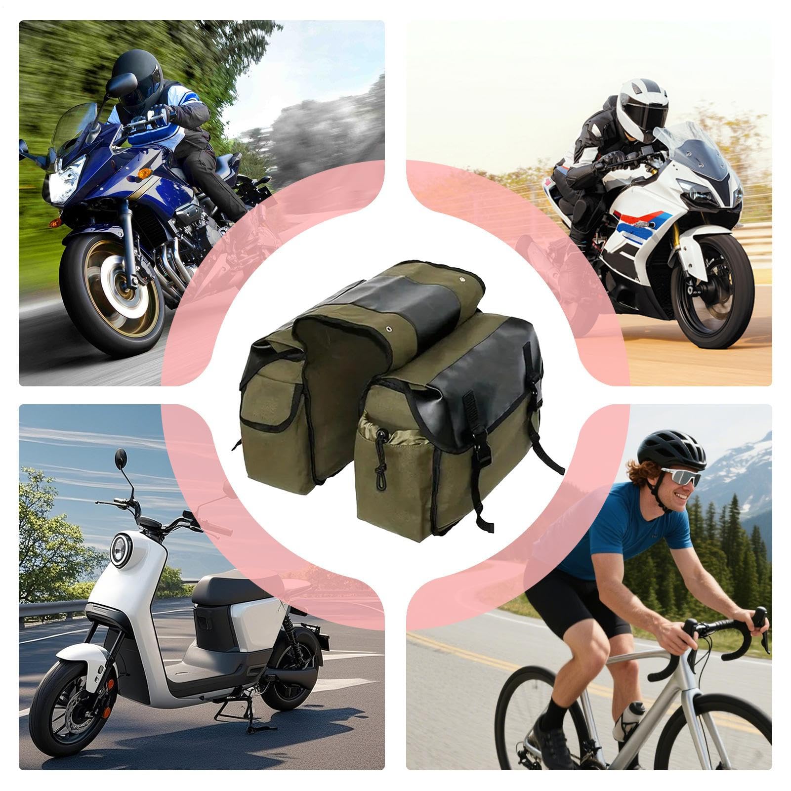 Genérico Torba na siodełko rowerowe, wodoodporny organizer, torba na bagażnik na rower, do motocykla, skutera, turystyki, podróży, jazdy miejskiej