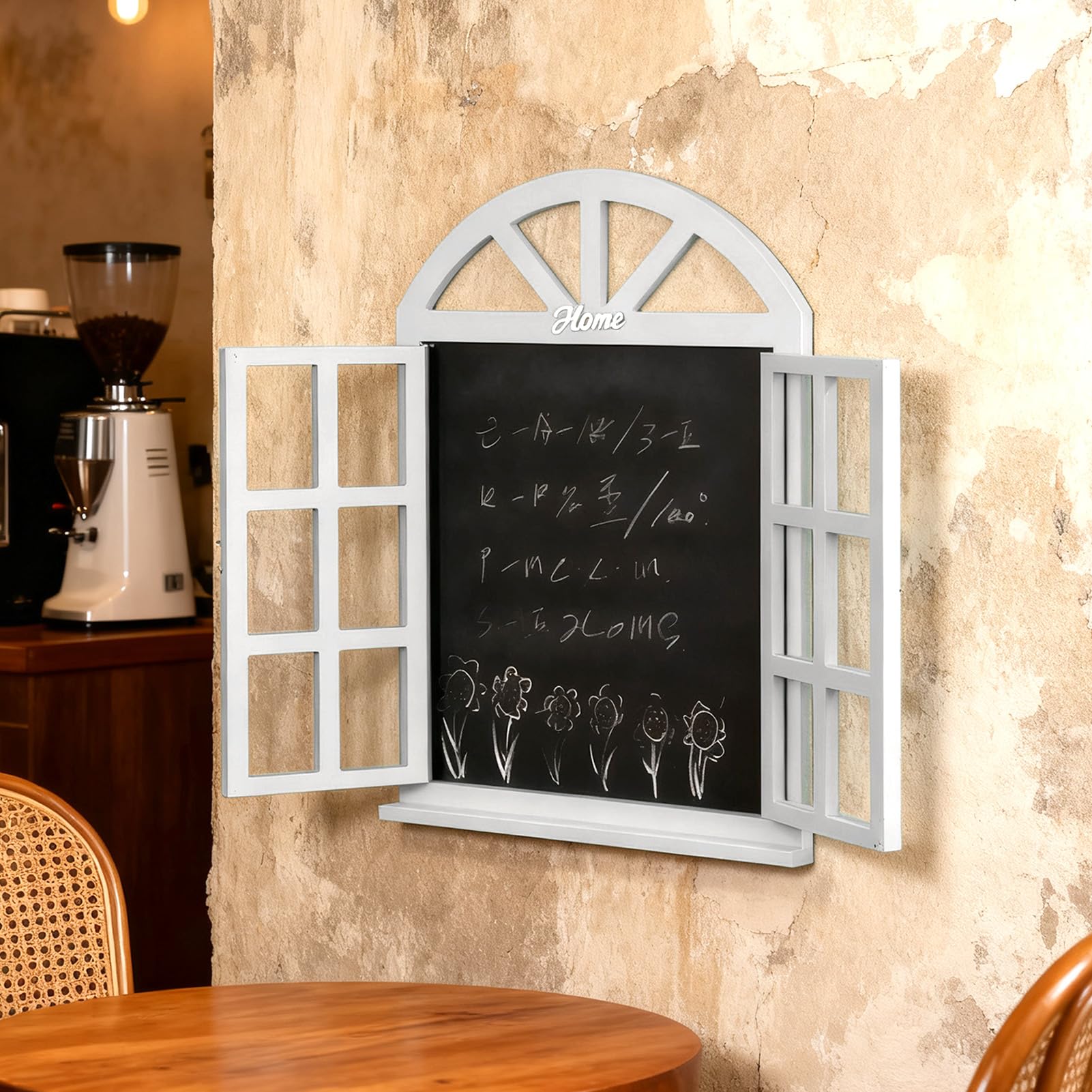 Hängendes Kreidetafel-Schild, Holzfensterrahmen-förmiges Kreidetafel-Schild mit Hängender Nachrichtentafel für Cafés, Restaurants, Cafés, Hochzeiten (7702A-02)