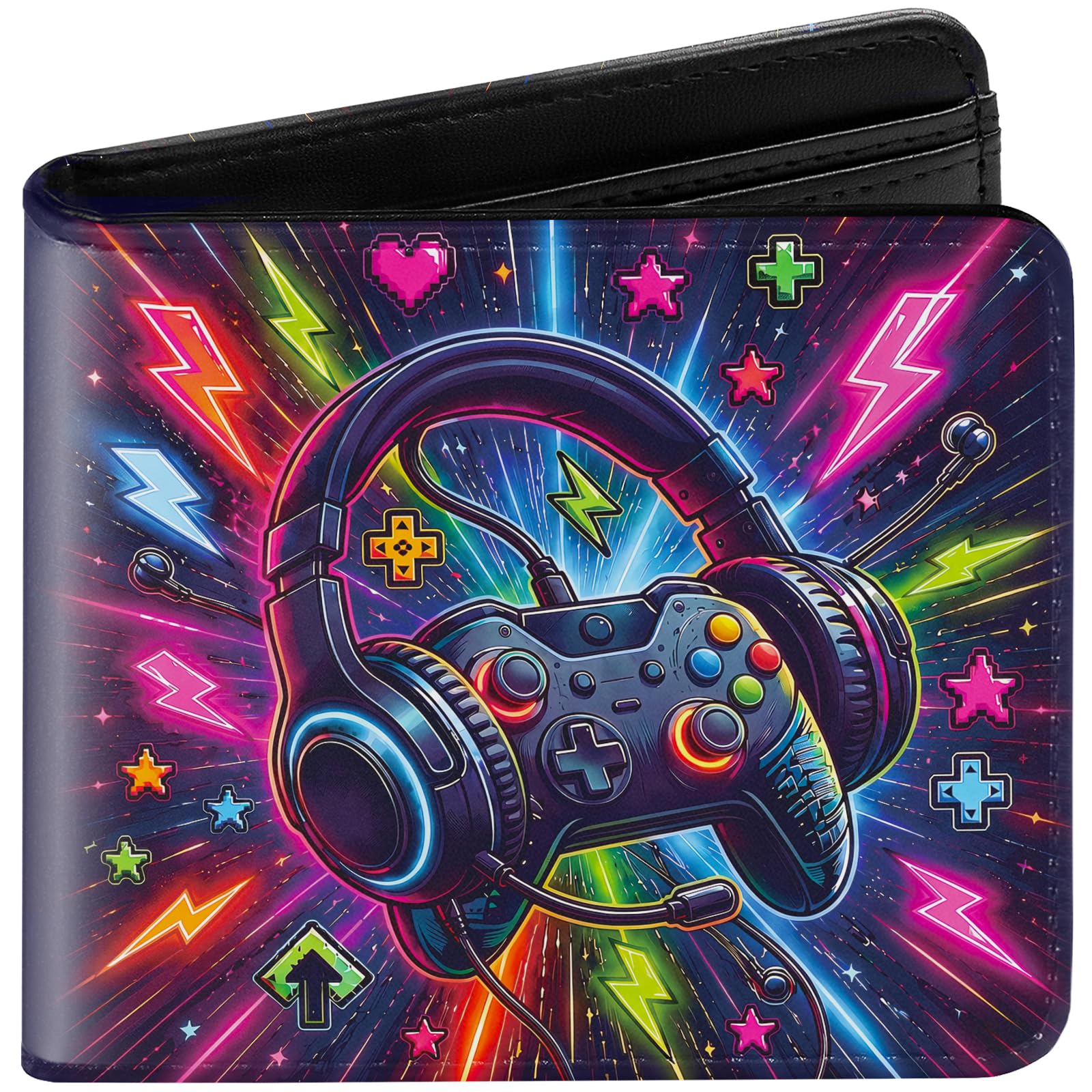 Kids Wallet for Boys, Gaming Boys Wallet for Kids Ages 4-5-6-7-8-9-10-11-12-13-14-15-16, Gamer Wallet for Teen Boy, Video Game Birthday Christmas Gift Stocking Stuffer for Teenage Teenager Leather