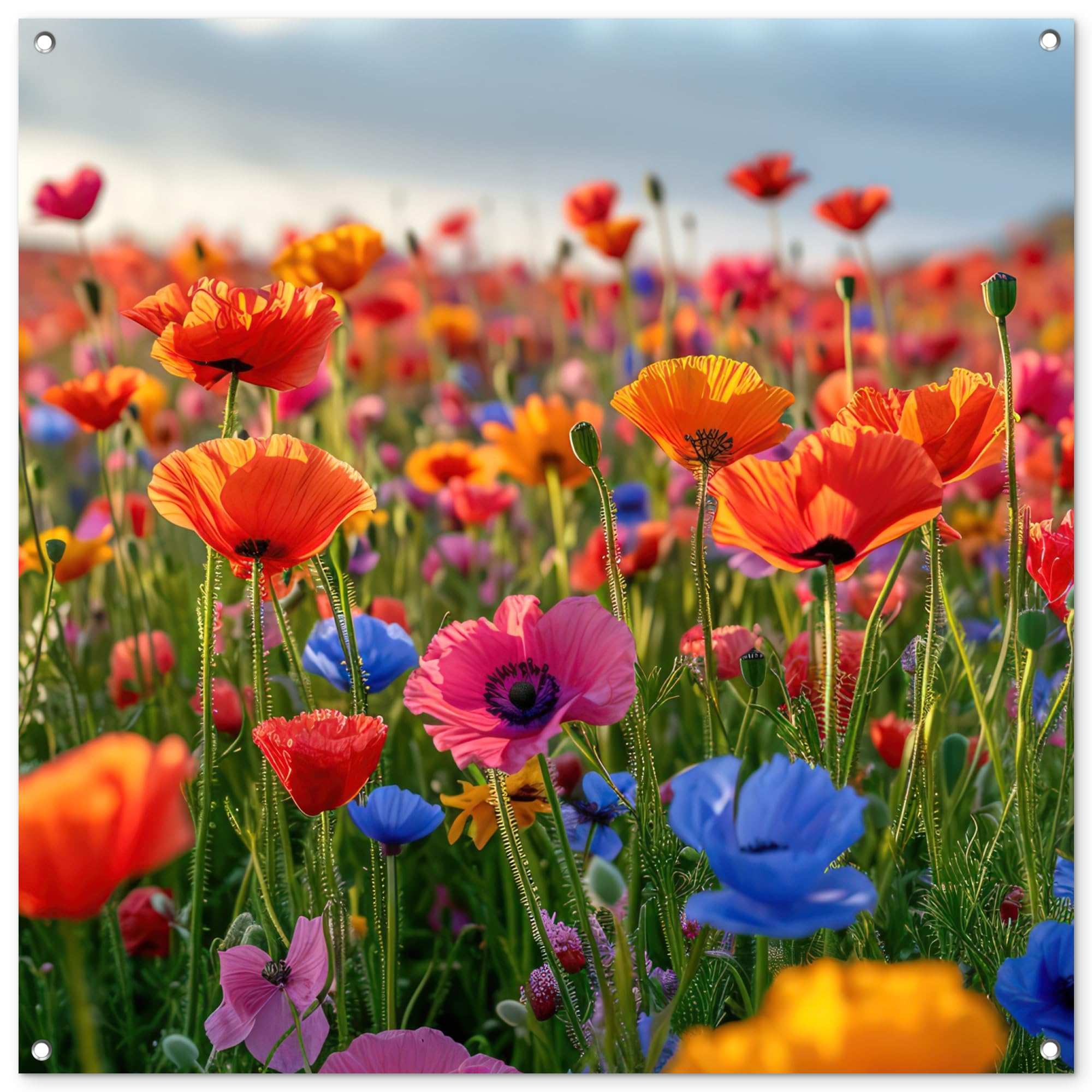 MuchoWow© Garden Decorations Outdoor 39"x39" / 100x100 cm Balcony Decor Posters For Gardens Accessories Outside Wall Art Decoration Flowers - Poppies - Colorful - Nature — image 1