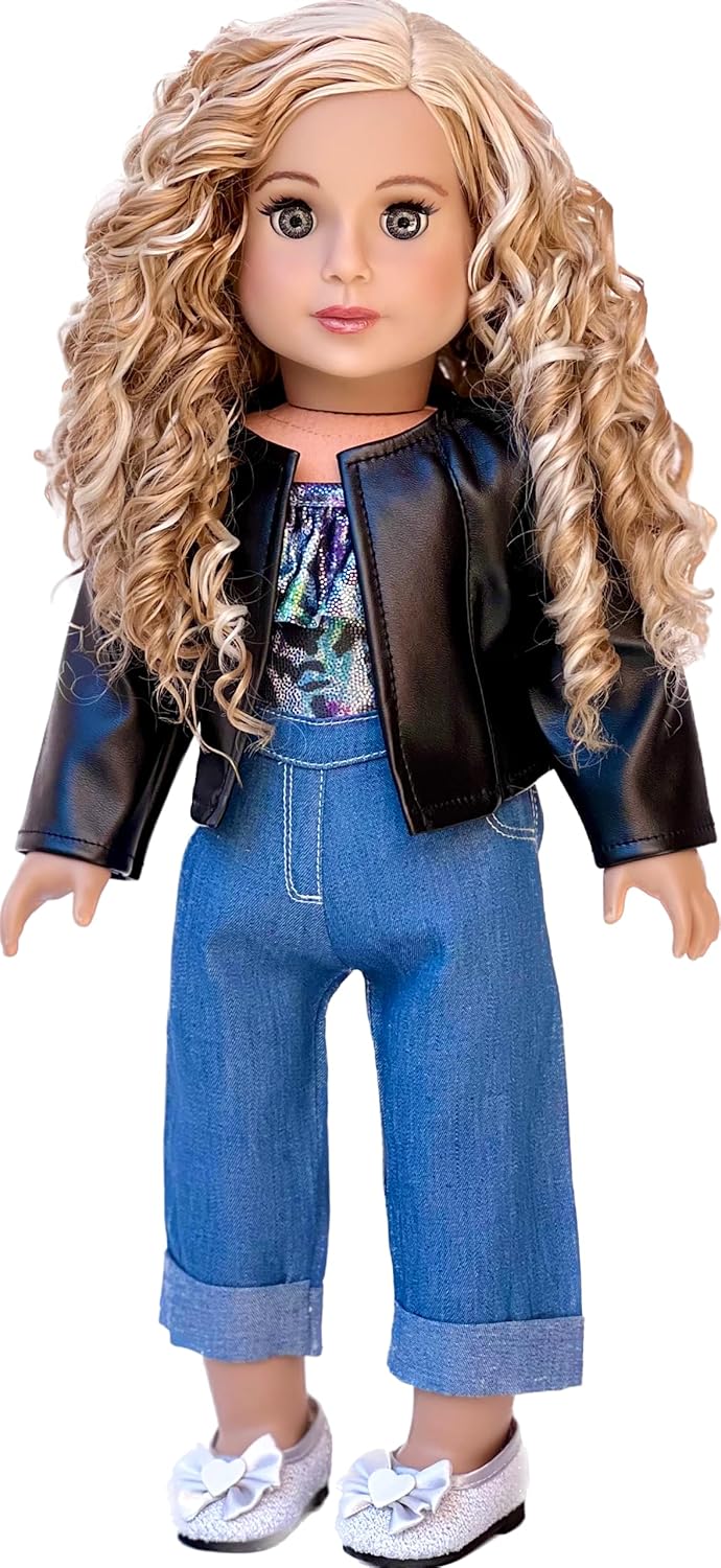 Ultimate Playset - Clothes Fits 18 Inch Doll - 6 Piece - Mix and Match Outfits with Shoes - Swim Suit, Skirt, Blouse, Pants, Leather Jacket and Shoes. (Dolls Not Included)