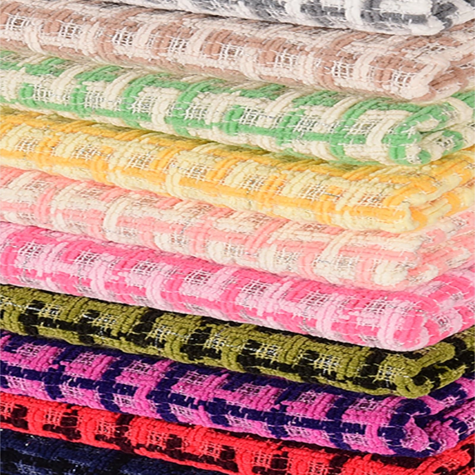 Tradycyjna tkanina tweedowa, Tweed Chenille Fabric Multicolor Plaid 1m x 1.5m(Color-10)