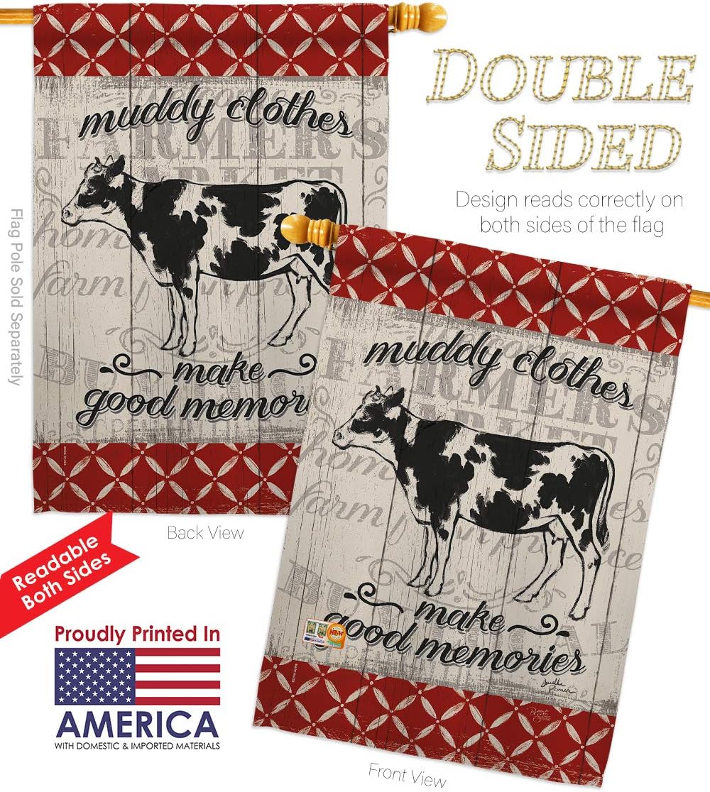 Breeze Decor H110121 Farm Cow Vertical House Flag, 28" x 40", Multicolor