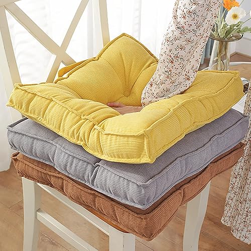 Miniatura 8 de Cojín cuadrado para silla, cojín portátil de pana para meditación, cojín de asiento de tatami suave y grueso con asa, cojín de suelo de terciopelo