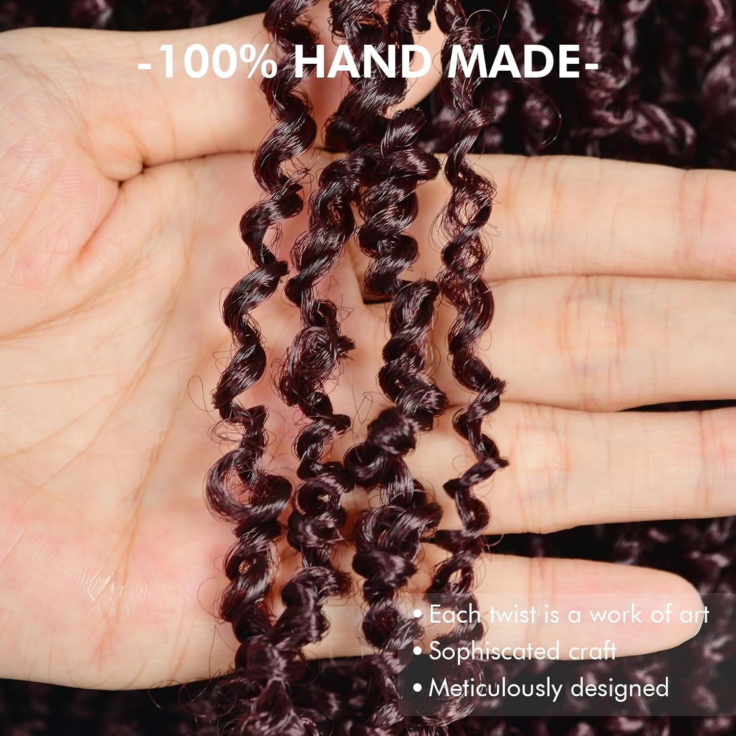 Yanky Twist Crochet Hair - 10 Inch 8 Packs (240 Strands) Wine Red Pre-twisted Fluffy Spring Passion Micro Mini Twist, Pre-Looped Short Curly Crochet Braids (10 Inch, 99J-8P)