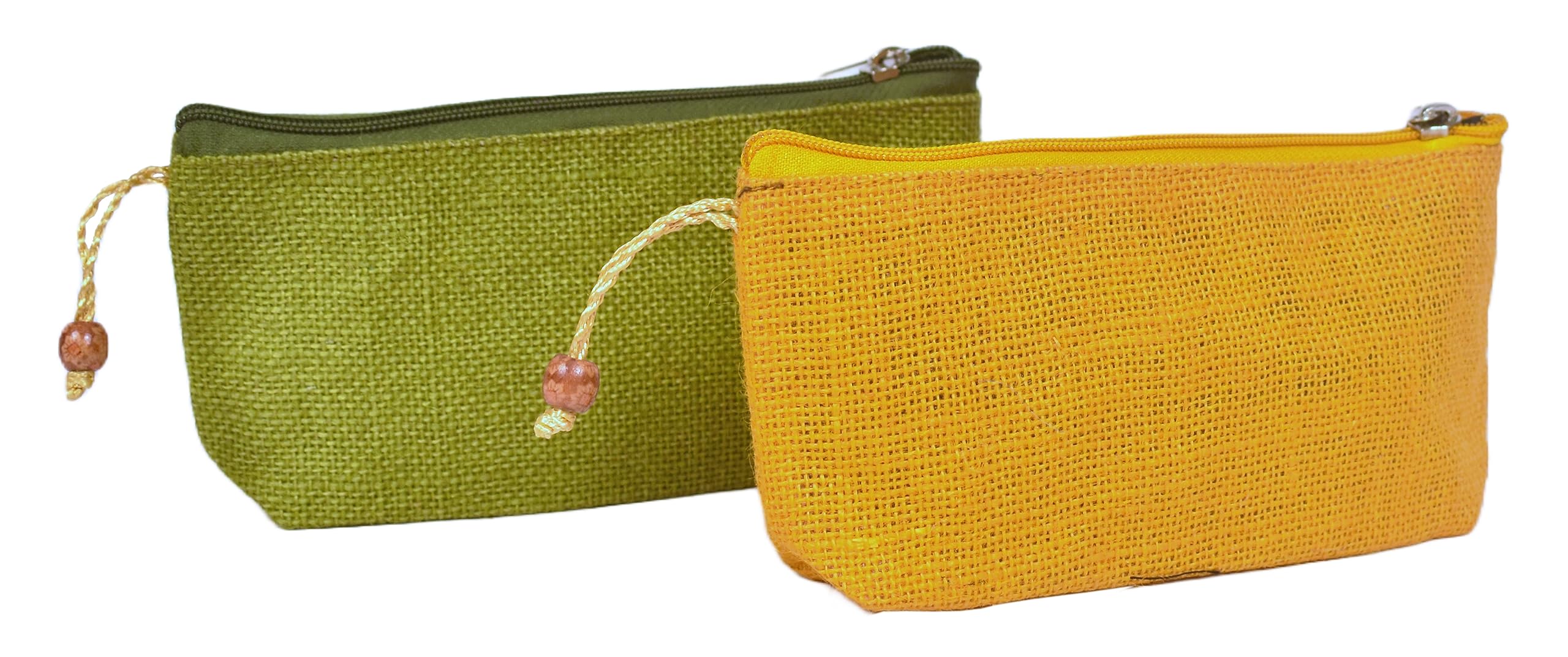 Daffodil Utility Jute Pouch for Men & Women Multipurpose Pouch Cosmetic & Pen Pouch Colourful Pouches (Pack of 2) (Yellow Green)-image-28