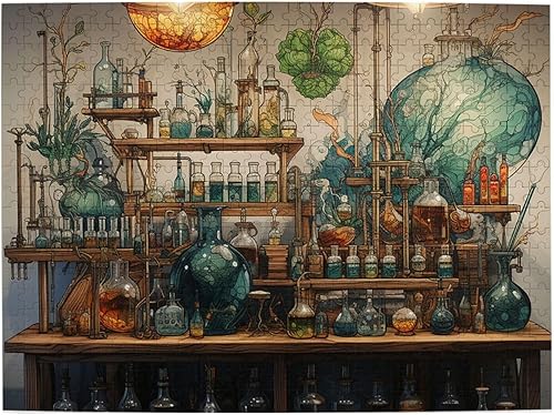 CASGTNZ Rompecabezas de madera de 500 piezas  Antiguo Laboratorio de Química Ciencia Vintage Rompecabezas de Madera  Juguetes Educativos Juego