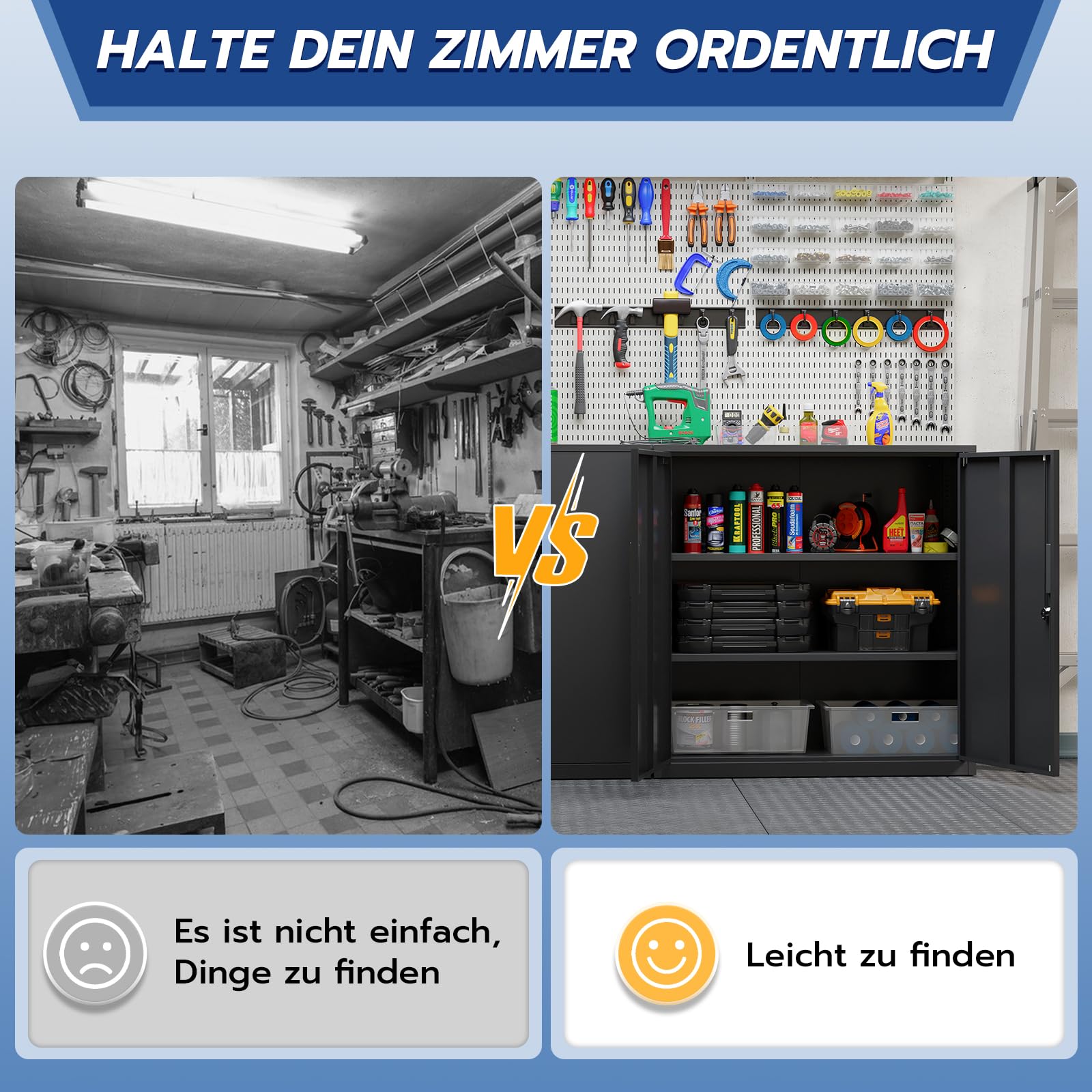 YOUDENOVA Aktenschrank, 90 x 90 x 40 Metallschrank abschließbar mit 2 Türen, Mehrzweckschrank mit 3 Ebenen, verstellbare Ablagen, Werkzeugschrank für Büros, Ateliers und Garagen, Schwarz