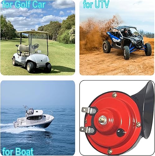 Miniatura 3 de Kit universal de bocina de carrito de golf de 12 voltios para Club Car, EZGO, Yamaha UTV, ATV, barco ctc, con soporte y botón de montaje en el suelo