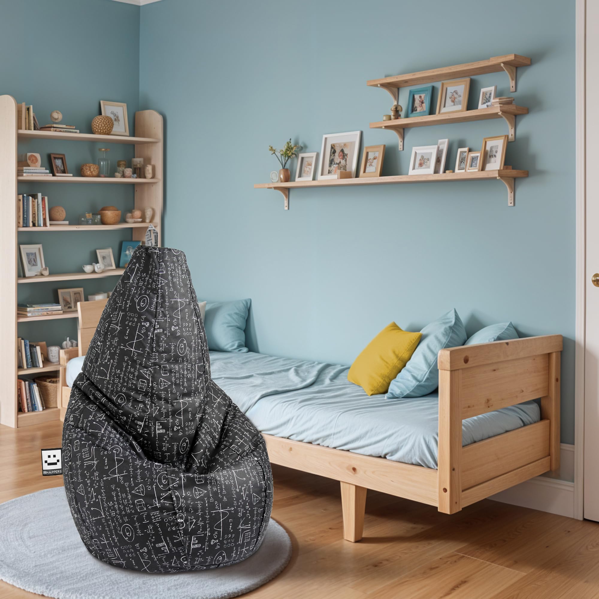HAPPERS Puff Salón o Dormitorio Estampado School XL con Relleno Incluido