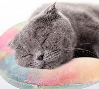 Dog Pillow, U-Shaped Dog Calming Pillow for Pet, Soft Puppy Neck Pillow Machine Washable Cat Kitten Bed Toy for Joint Relief, Enhance Sleep Quality (Pink Blue, S)