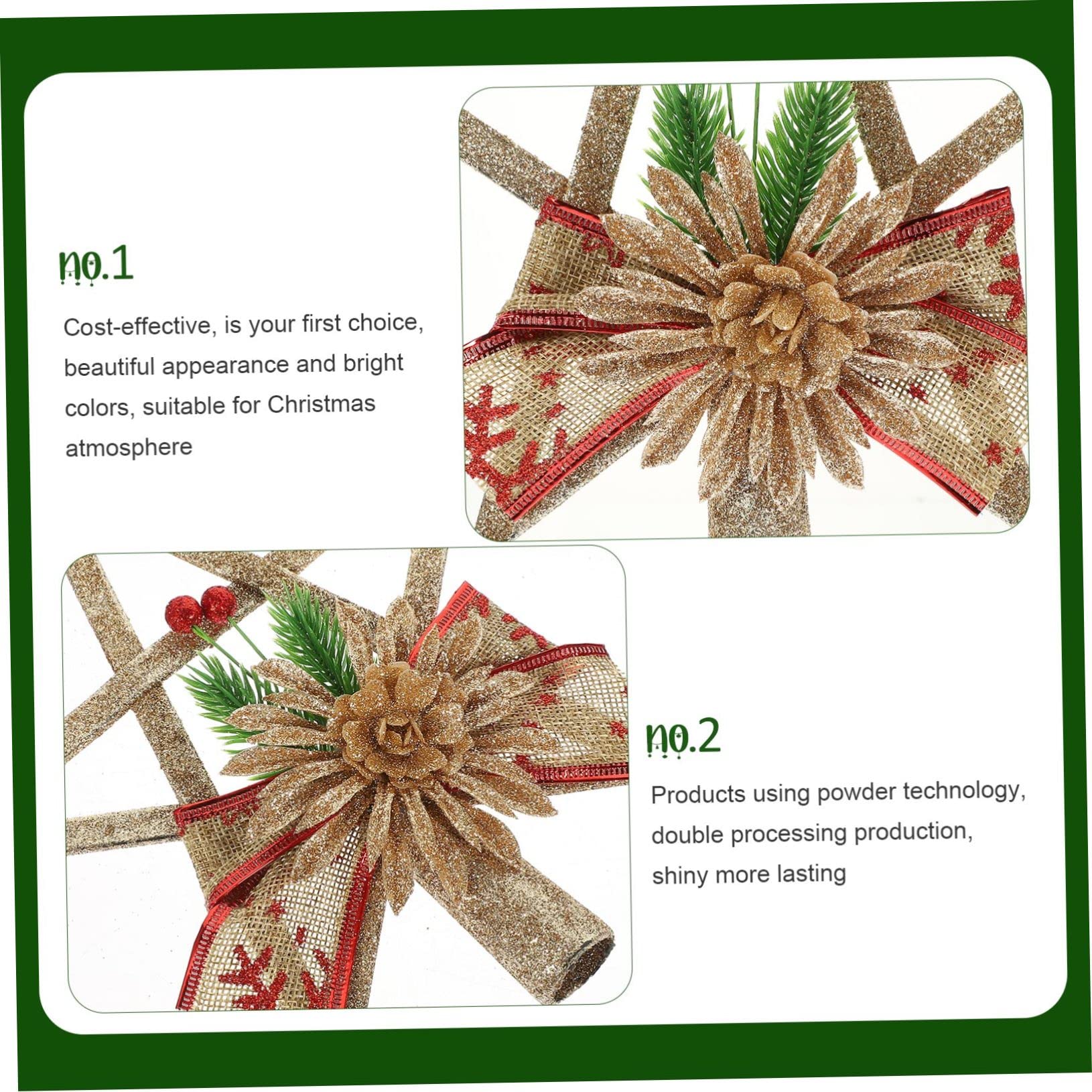 Amosfun 5st Weihnachtsbaumspitze Stern Bogen-baumspitze Weihnachtsbaum-Spitze-Bogen Urlaub Baumspitze Weihnachtsbaum-sternspitze Weihnachtsbaum-umarmer Golddekor Baumschmuck Blitz Plastik