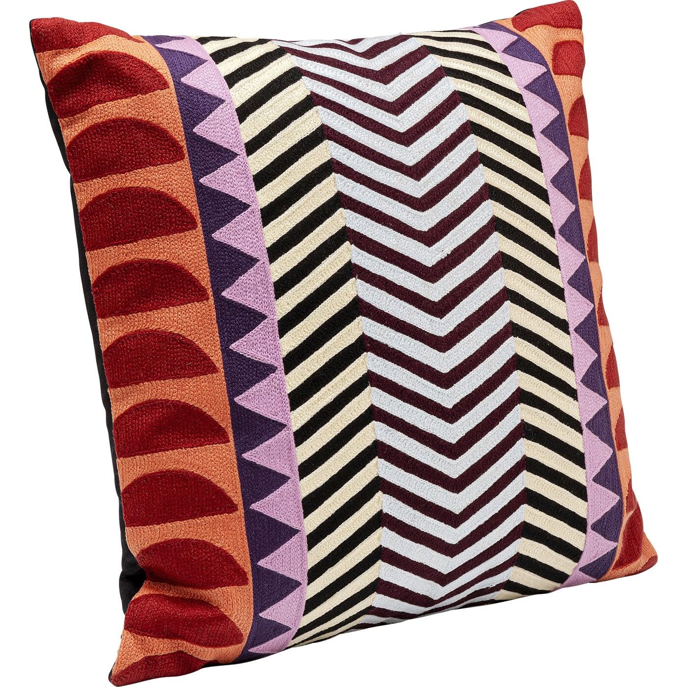 Kare Design Kissen Colour Block Zig Zag, Mehrfarbig, 45x45 cm, Abnehmbarer Bezug mit Reißverschluss, Dekokissen inklusive Füllung, Zierkissen, Sofakissen
