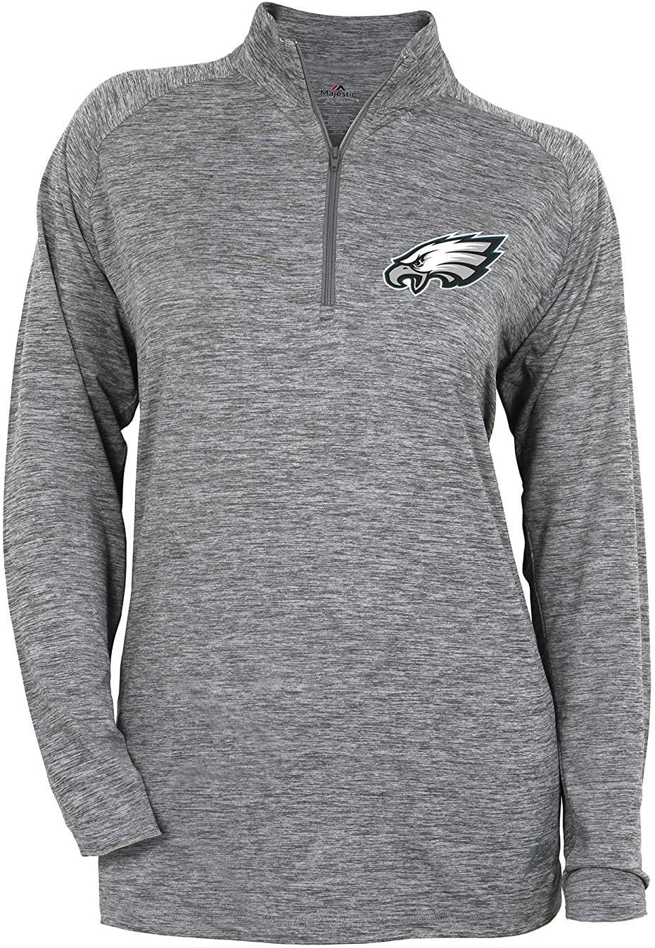 Zubaz NFL Women's Tonal Gray Space Dye 1/4 Zip Sweater