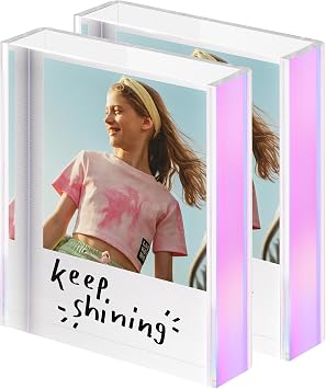 WINKINE Instax Frame Compatible with Square SQ1/SQ40 Instant Film, 3.1x3.4 inch Square Polaroid Film Frames, Instax Photo Frame Polaroid Frames for Pictures 2 Pack, Iridescent