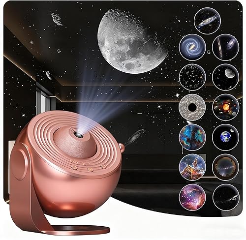 Miniatura 9 de Elec3 Proyector de estrellas, proyector de planetario para dormitorio, luz nocturna de galaxia ultra transparente con 12 discos Galaxy reemplazables