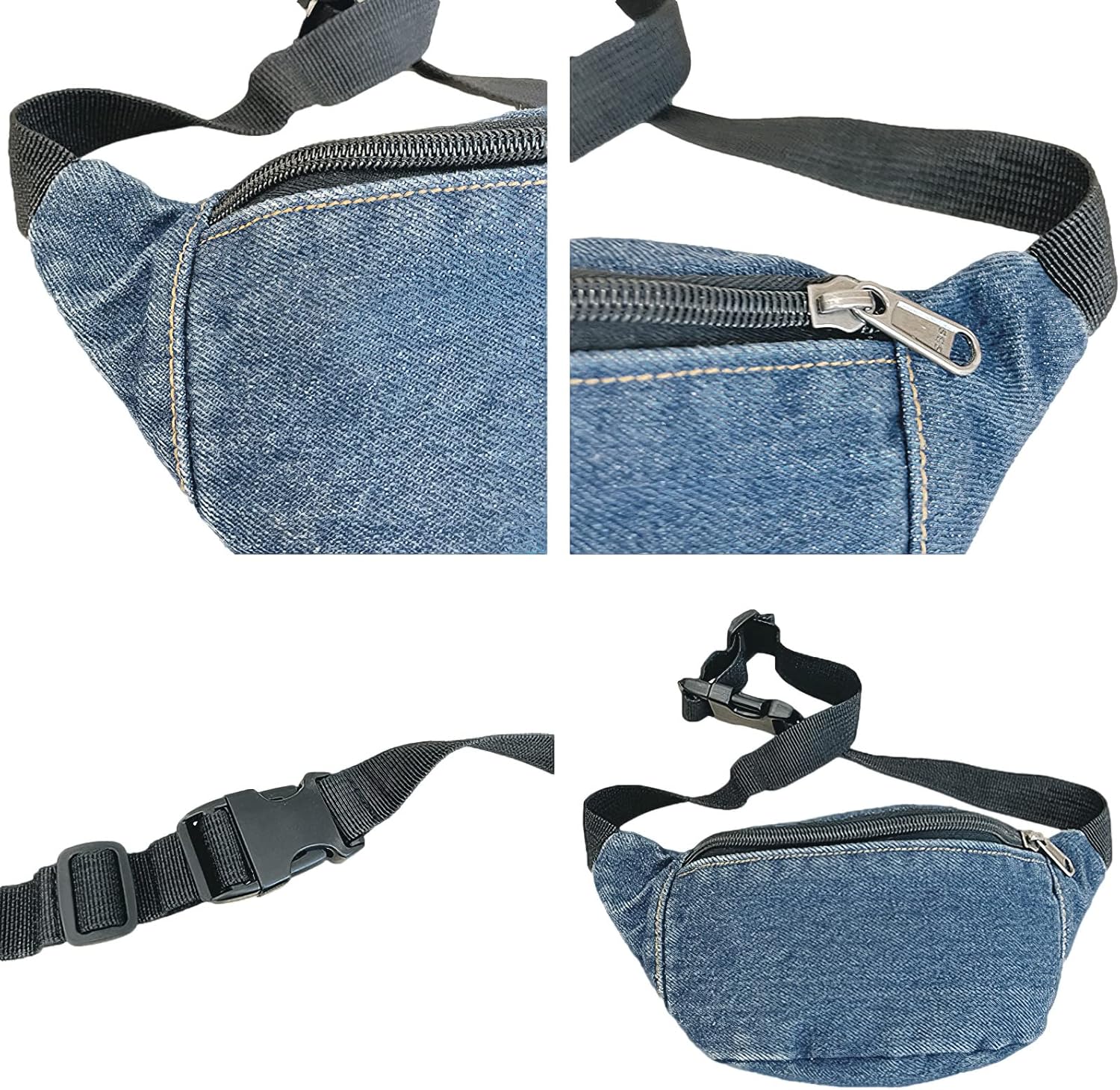 amokk Canvas Fanny Pack for Kids Crossbody Waist Bag for Unisex Toddler Boys Girls (Light Denim) - Image 7