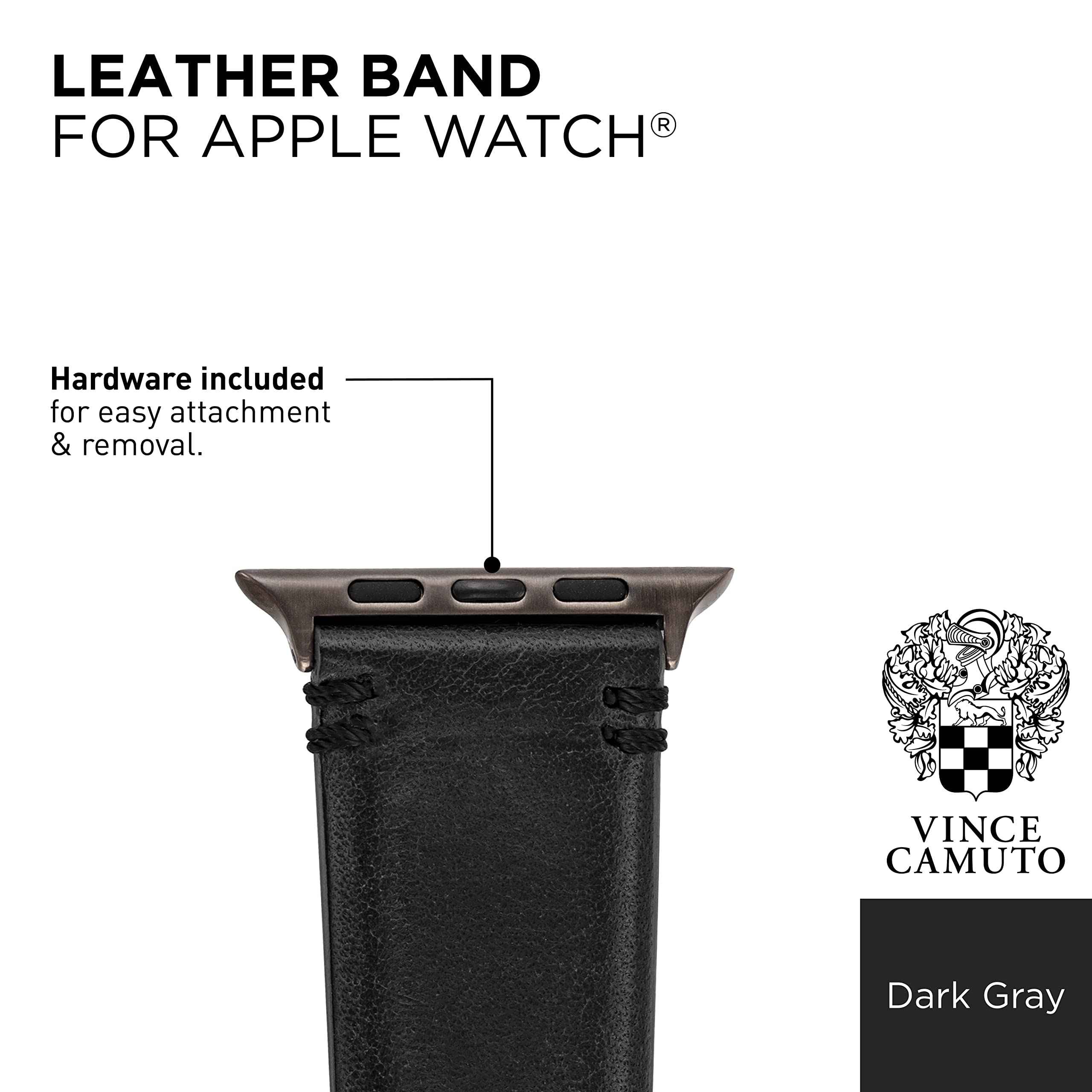 Vince Camuto Bracelet tendance pour Apple Watch, sûr, réglable, s'adapte à la plupart des poignets, gris foncé
