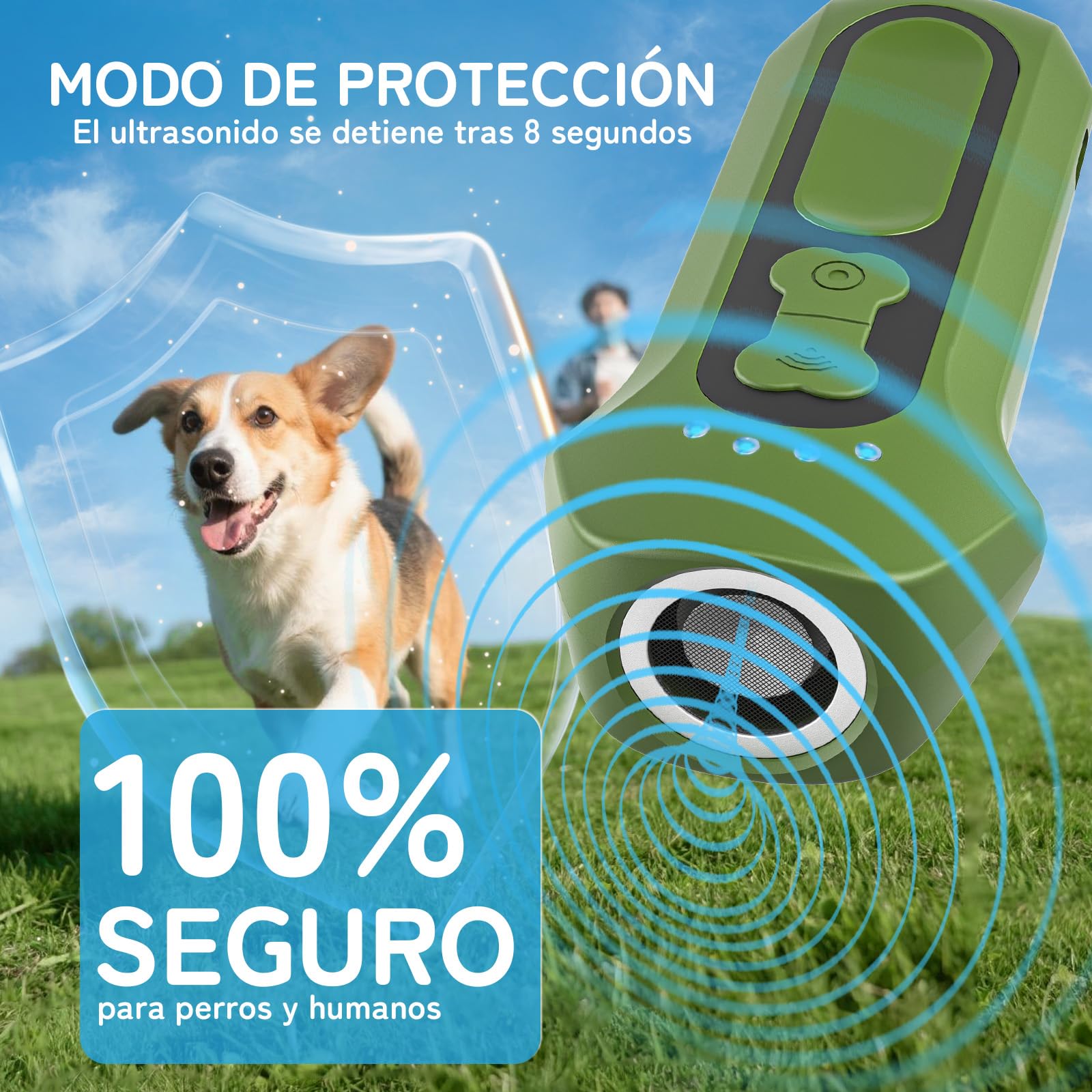 Ahuyentador de Perros, Antiladridos para Perros Ultrasónicos, Dispositivo para Detener Ladridos Seguro y Humano, Control de Ladridos de 50 pies, Corrige Conductas en Interiores y Exteriores