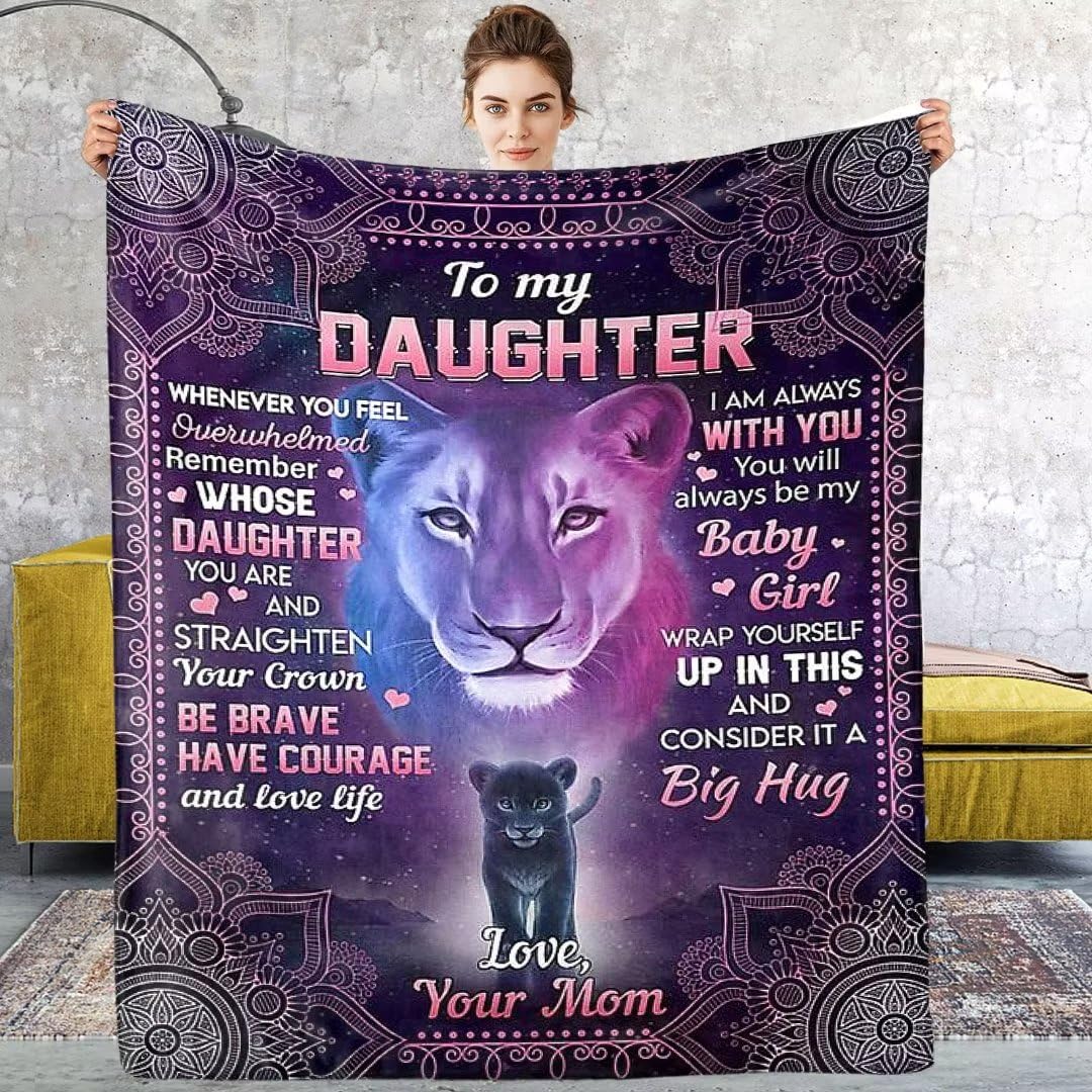 ARRITS Daughter Gifts from Mum, Personalised Fleece Blanket, 150x220cm, Purple, Throw Blanket