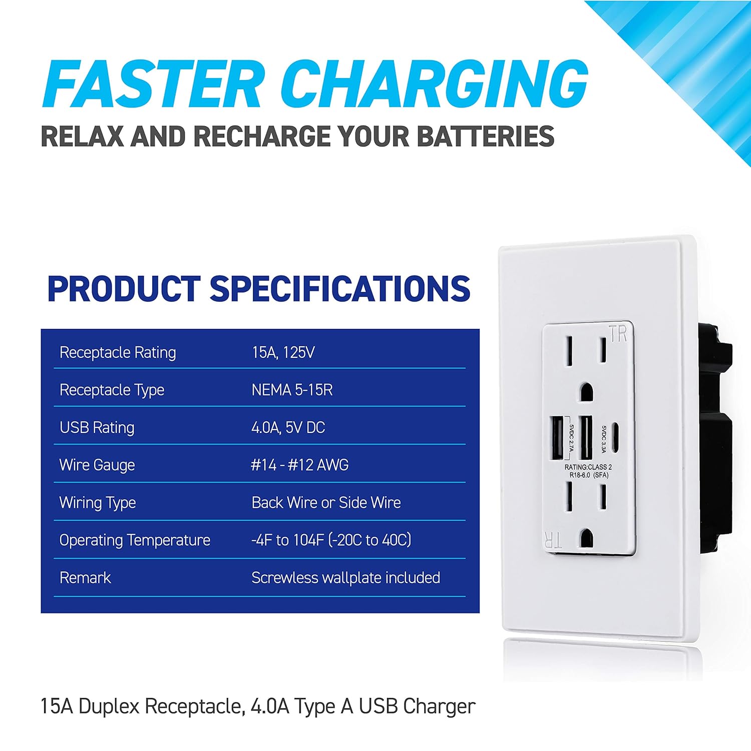 Get Special Price Coby USB Wall Outlet Dual High Speed 6.0 Amp USB Ports with Smart Chip, USB Type C Port, 15A Duplex Tamper Resistant Receptacle Electrical Outlet, Pack of 2