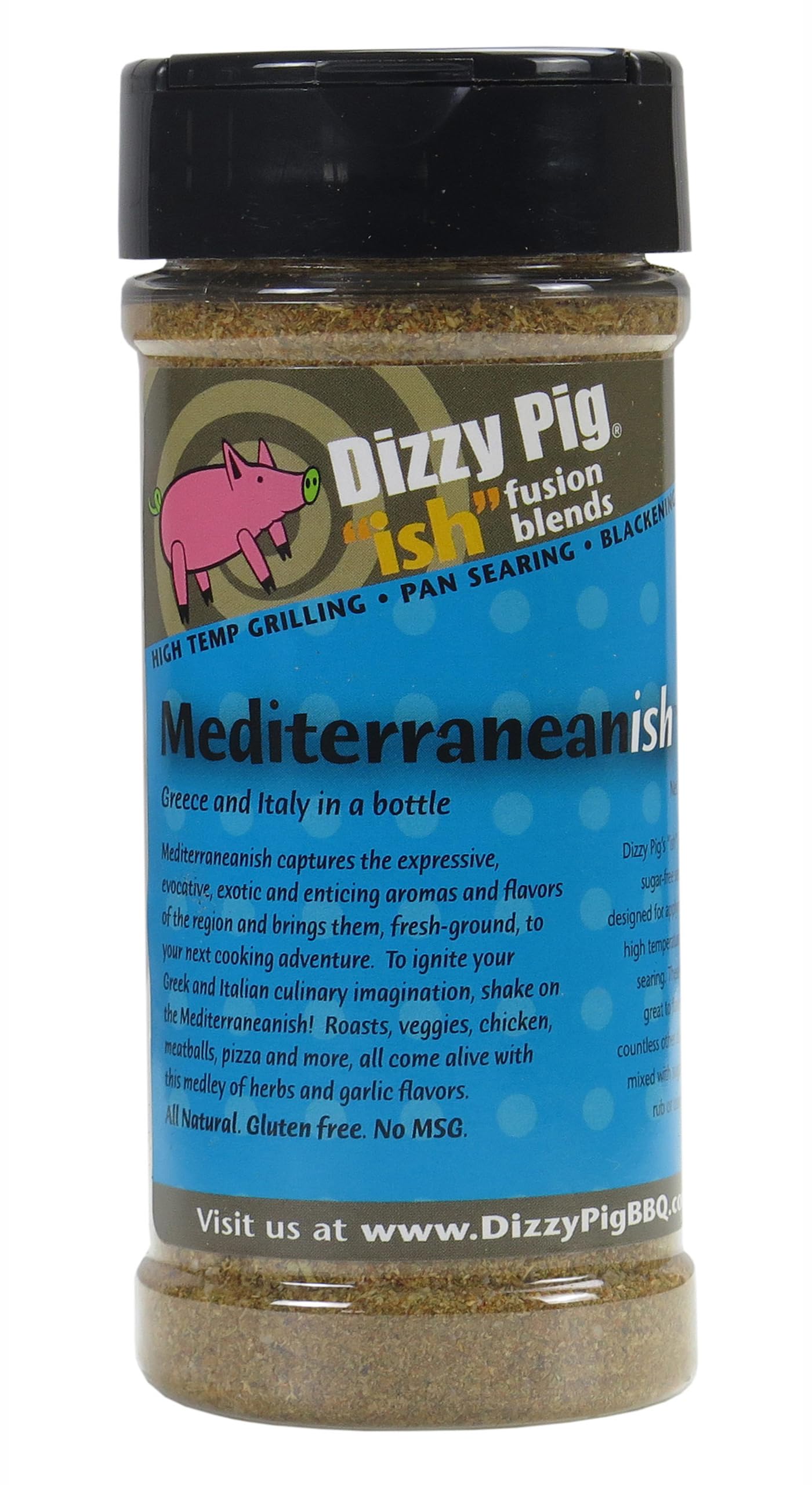 Dizzy Pig ish Fusion Mediterranean-ish Greek & Italian Seasoning (8oz Shaker) - Seasons 30+lbs of Food - Hand Made in the USA - MSG Free, Gluten Free
