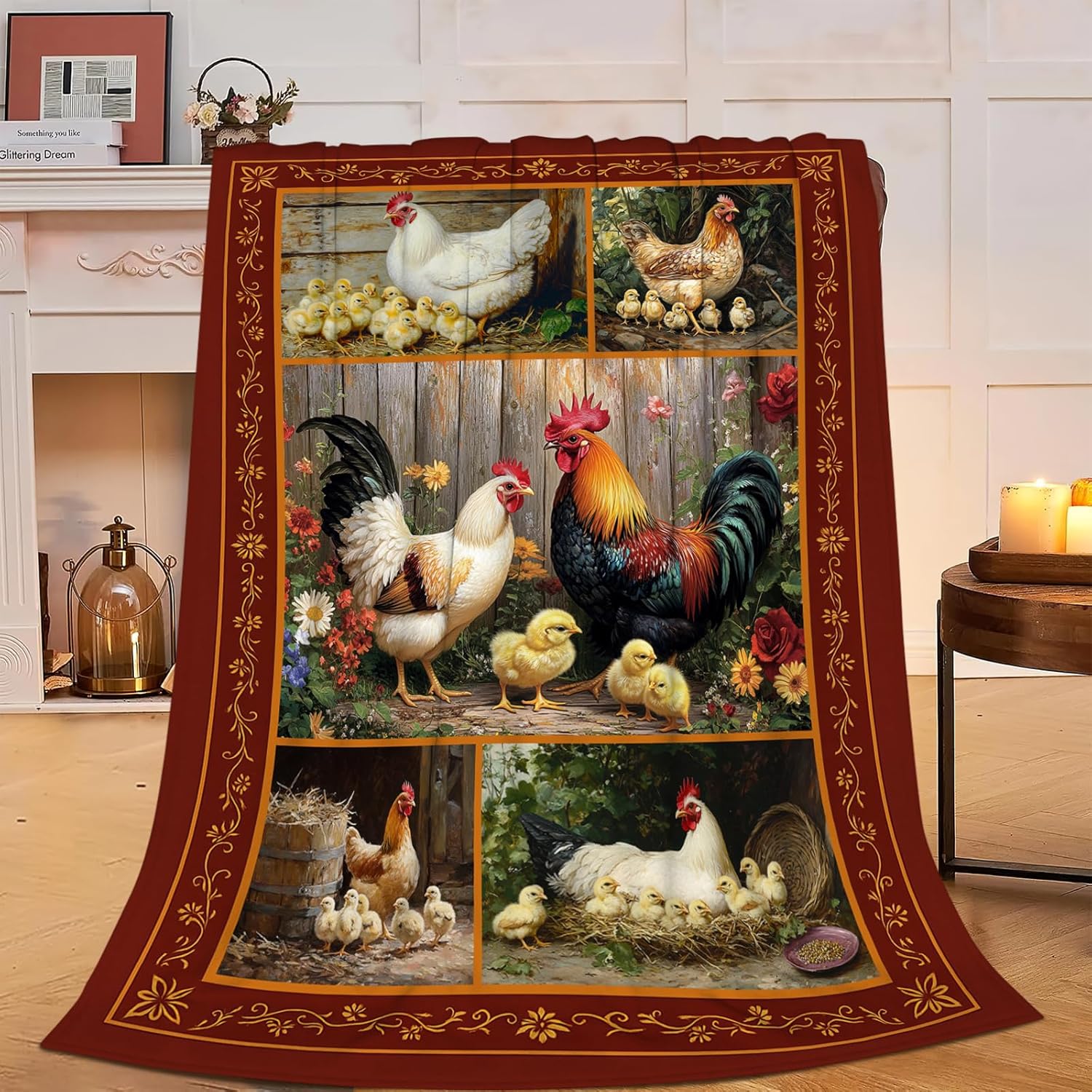 Chicken Blanket, Rooster Throw Blanket, Chicken Gifts, Hen Blankets, Chick Stuff Fleece Flannel Plush for Women Men Boys Girls Lovers Adults Soft Bedding for Sofa Bed Office Home Decor 40"X50" - Image 6