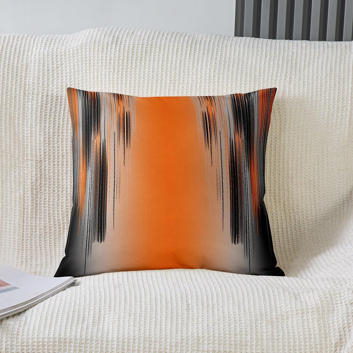 Orange and Black Throw Pillow Covers 24"x24" Set of 2 Soft Modern Art Decorative Throw Pillowcases for Bed Sofa Couch Kids Adults Messy Rust Pillow Cases Cushion Covers Gradient Stryle Cushion Cases