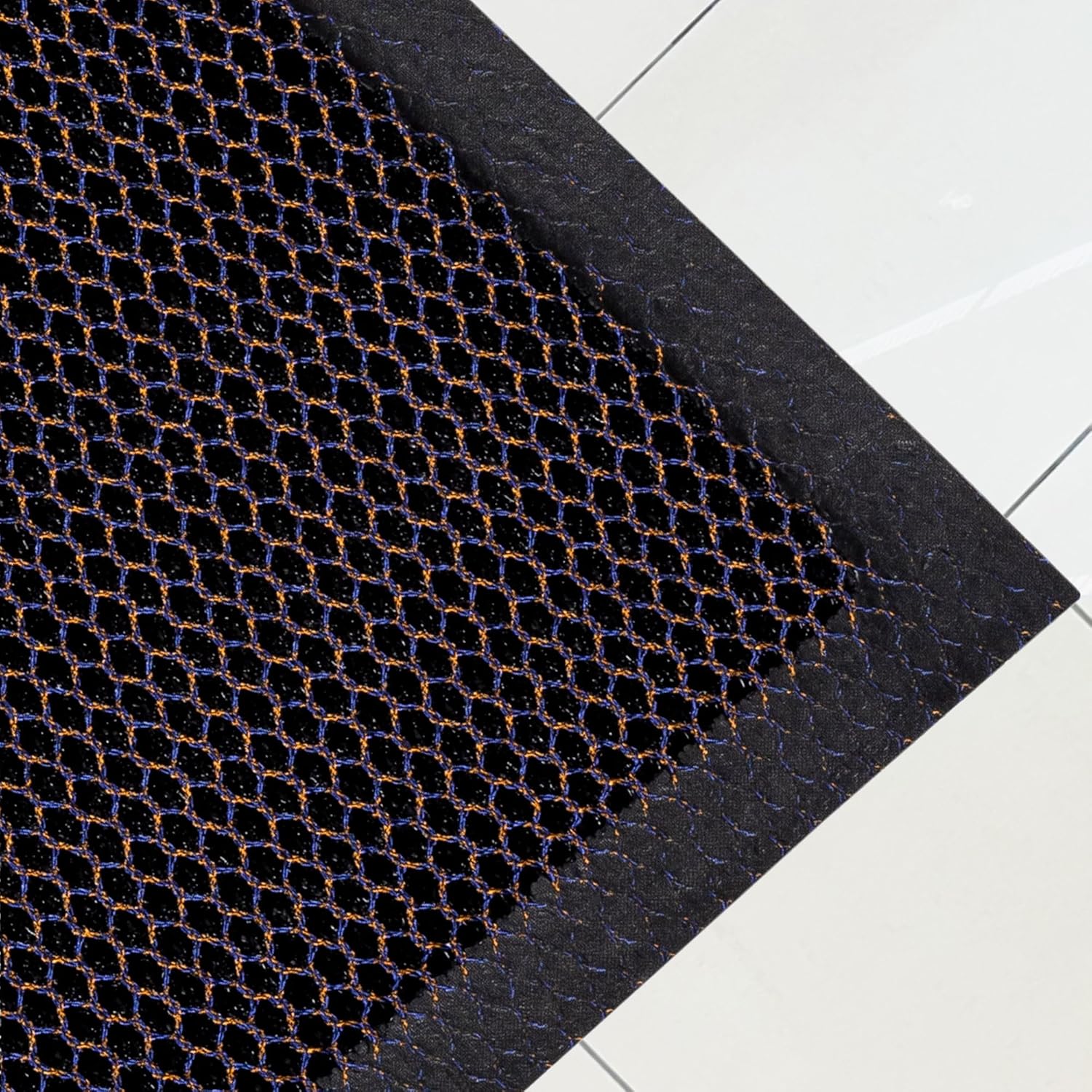 ULTRALUX Non-Slip PVC Mesh Door Mat, Heavy Duty 3D Dirt Trapper Doormat, Indoor Outdoor Dirt Barrier Scraper Entrance Mat for Front and Back Doors 24” x 16” Metallic Blue & Orange Entry Rug