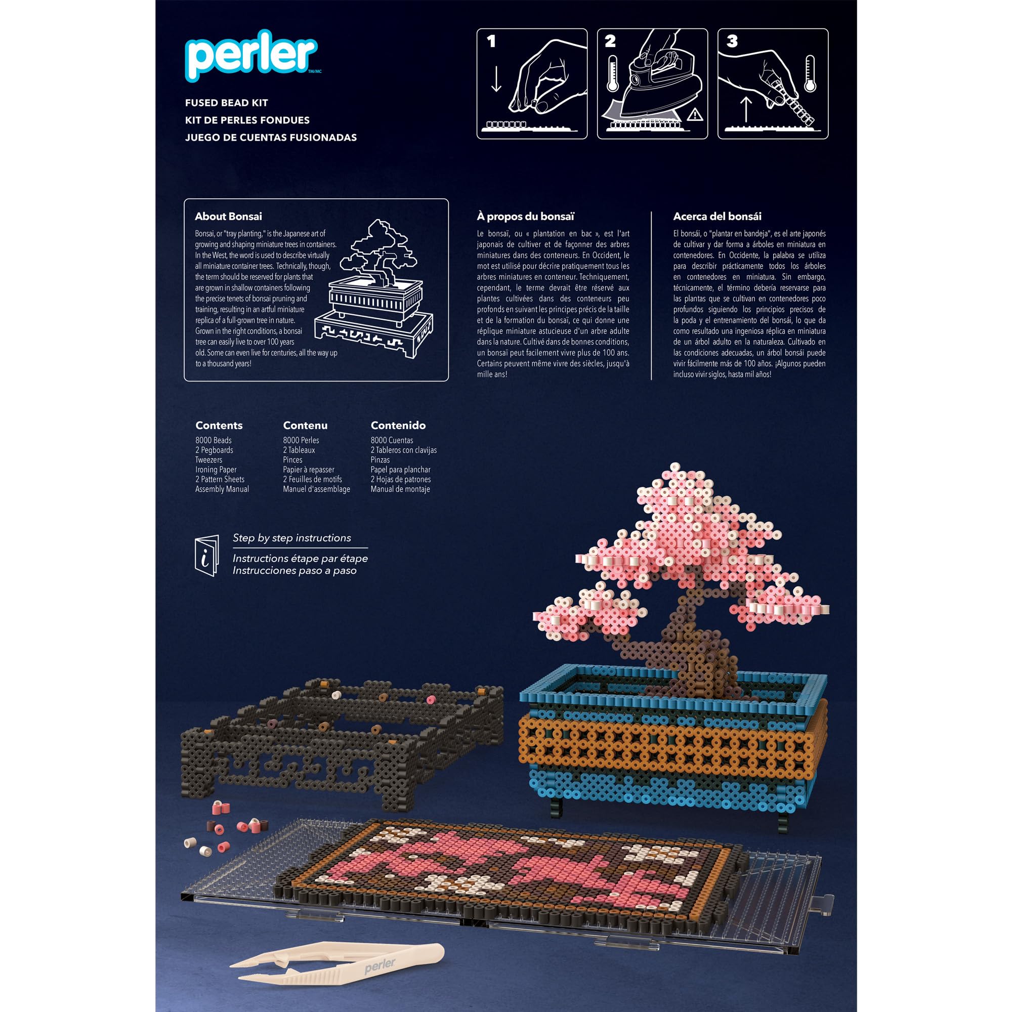 Perler 80-57232 - Kit de actividades para manualidades de bonsái de flor de cerezo en 3D, multicolor, 8007 piezas