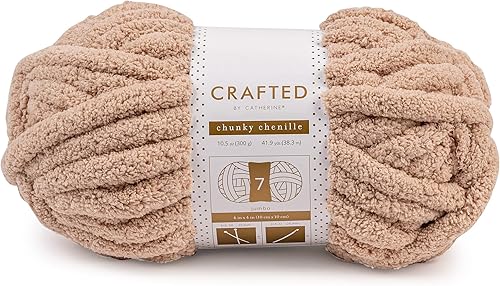 Miniatura 8 de Crafted By Catherine Hilo de felpilla grueso, paquete de 2 (41 yardas cada madeja), beige, calibre 7 Jumbo