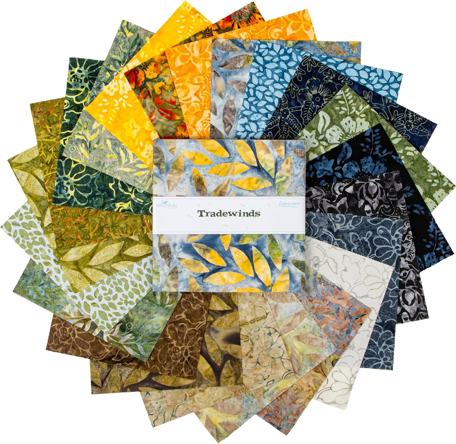 Expressions Batiks Tradewinds 10" Stacker 42 10-inch Squares Layer Cake Riley Blake 10-23288-42
