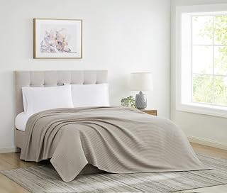 CANNON Heritage Cotton Waffle Khaki Cotton 1-Piece King Blanket, Solid Color Themed, for Men and Women, Oeko-TEX Certified Confidence
