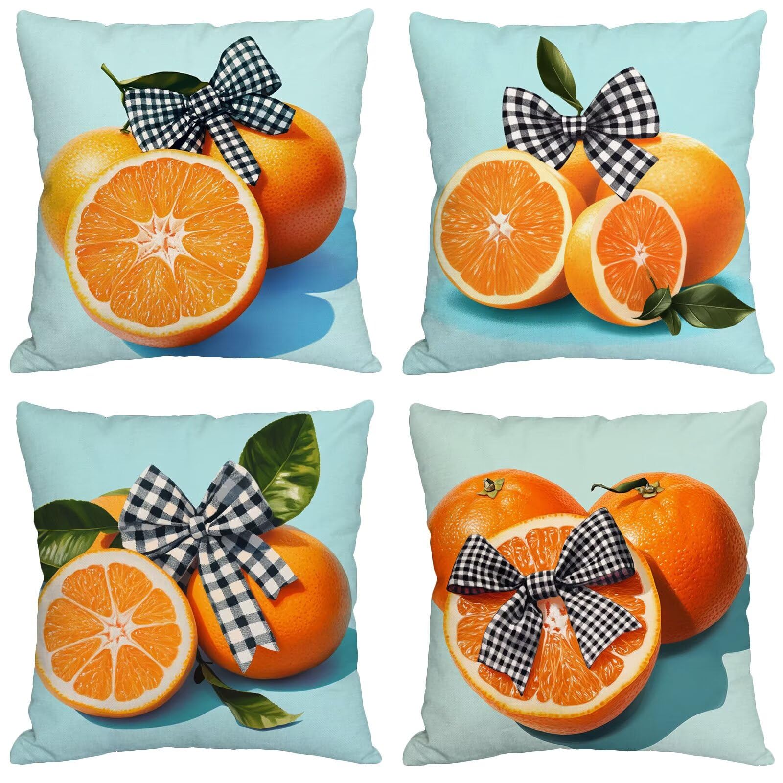 Housse de coussin imperméable 55x55 cm orange en lin pour canapé de jardin d'été