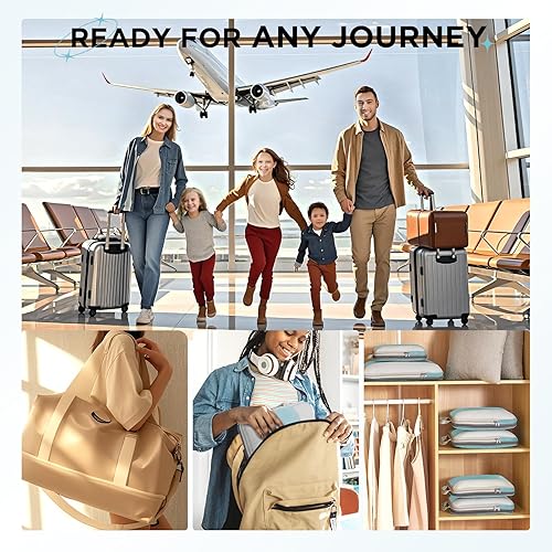 Vista 8 de Juego de 10 cubos de compresión para artículos esenciales de viaje, cubos de embalaje expandibles compresibles para maleta, bolsas organizadoras