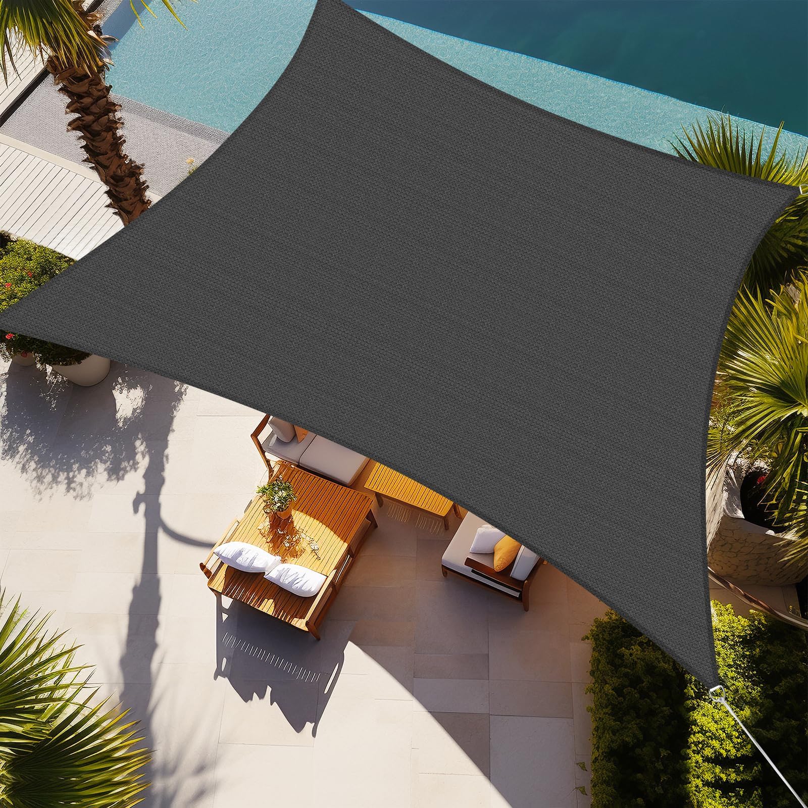 Shade&Beyond Sonnensegel Rechteckig 1.8x5.8m| Premium HDPE UV-Schutz 50+ & atmungsaktiv | für Garten, Balkon, Terrasse | inkl. Befestigungsseile | Größen anpassbar | Grau Anthrazit