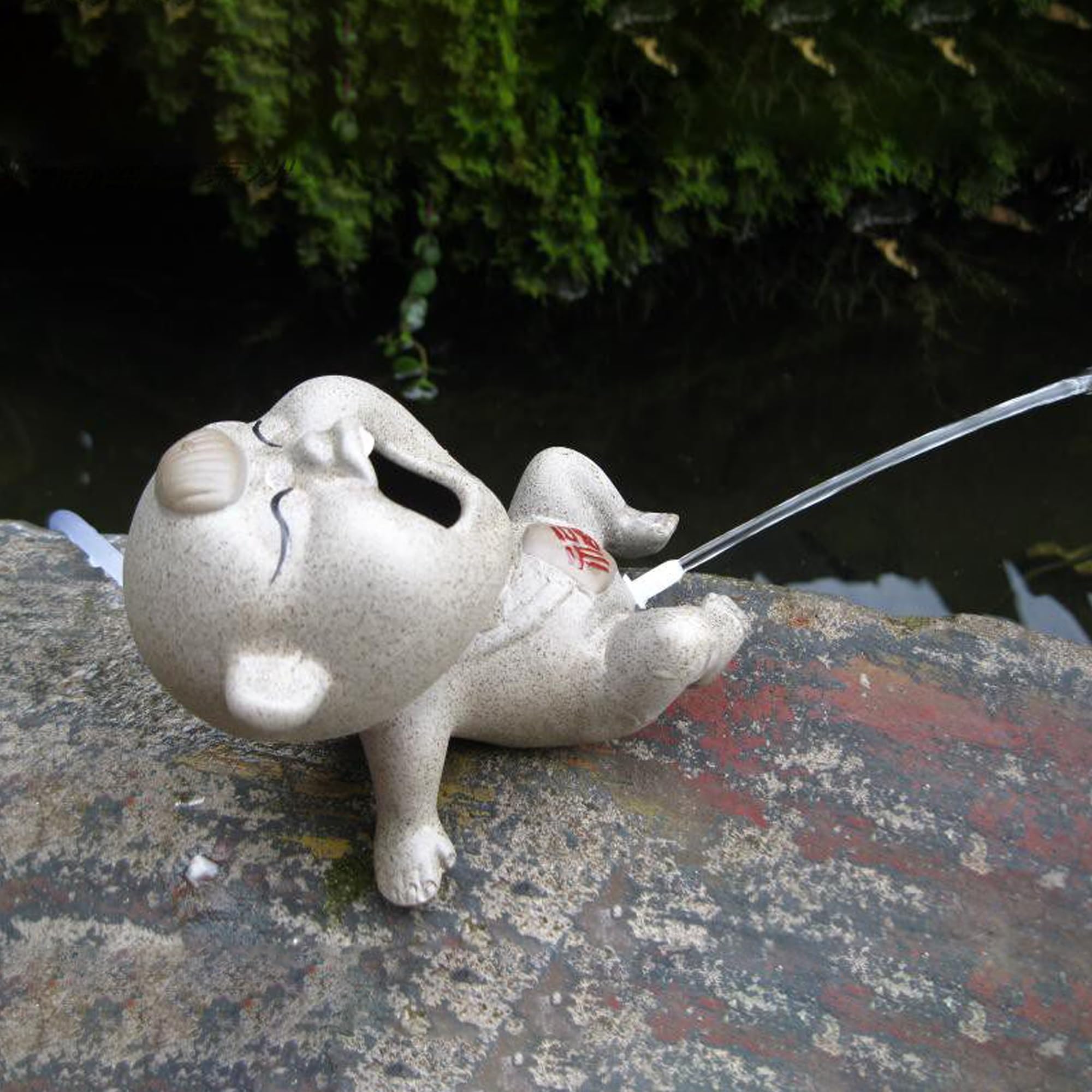 Estatua fuente con surtidor para estanques pequeños (16 cm), elemento acuático de jardín para estanques de carpas koi, ideal para paisajismo y aireación del estanque