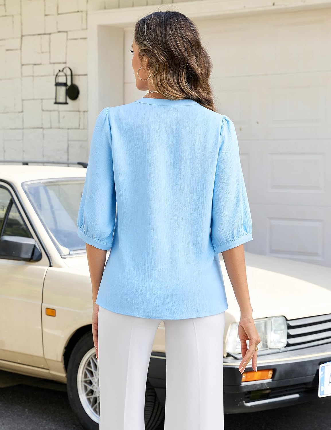 Blooming Jelly Women Dressy Casual Blouses Business Tops 3/4 Length Sleeve V Neck Work Shirts Summer Outfits 2026 - Image 5