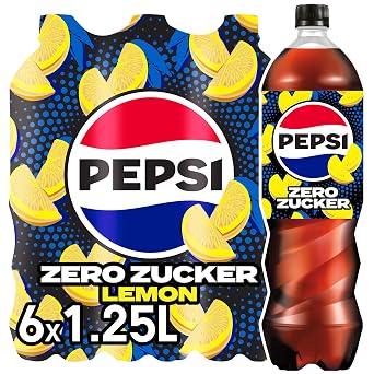 Pepsi Zero Sugar Lemon 6 x 1.25 L - Caffeinated Cola Lemon Flavour