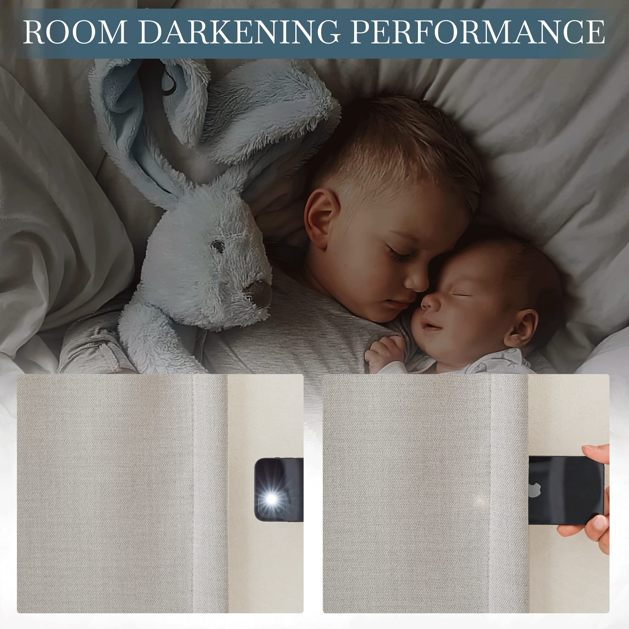 PONY DANCE Linen Curtains for Bedroom, Long Blackout Curtains with Top Eyelet - Image 2
