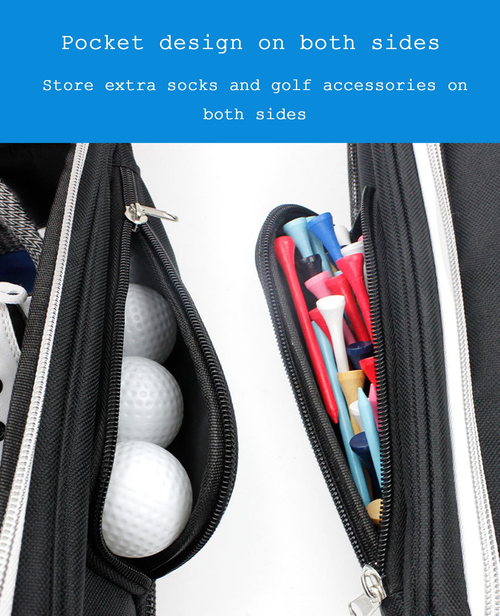 Golfschuhtasche für Männer und Frauen, Sportschuhtasche aus Nylon mit Reißverschluss und 2 Großen Außentaschen für Zubehör für Bälle, Tees und Socken